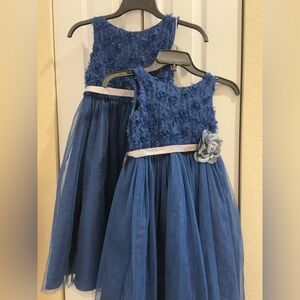 Two Charming Blue Floral Dresses for Girls